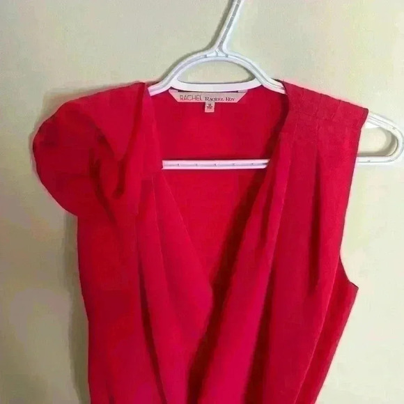 Rachel Roy | Flowy sleeveless pink top blouse w/ flower shoulder size med - Picture 2 of 4